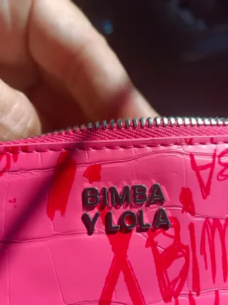 Bimba y Lola Monedero Cuero Rosa Graffiti