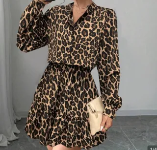 Vestido leopardo manga larga