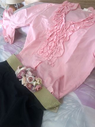 Conjunto traje Flamenca rosa y negro