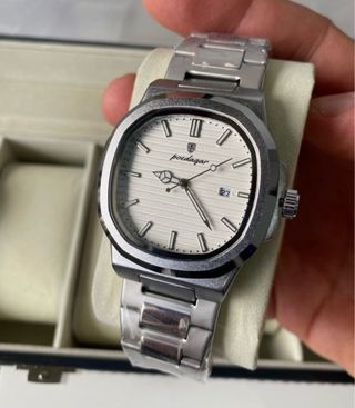 Reloj Poedagar Plata y Blanco