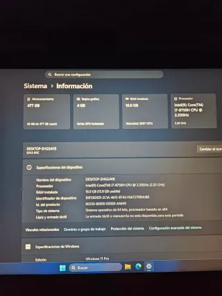Portátil Gaming MSI GF63 8RC Intel i7 SSD