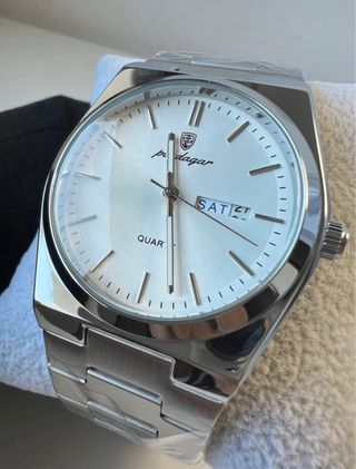 Reloj Poedagar Plata y Blanco