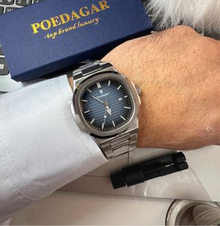 Reloj POEDAGAR Hombre Azul y Plateado
