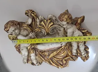 Benditera antigua de ángeles dorada