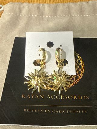 Pendientes Sol Laminado 14K XP