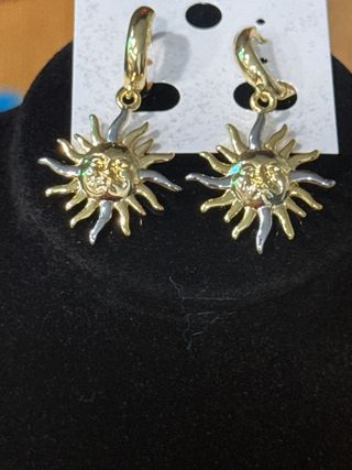 Pendientes Sol Laminado 14K XP