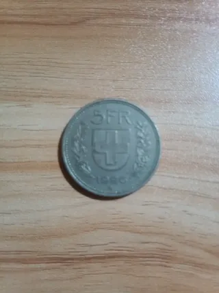 Moneda 5 Francos Suizos 1996