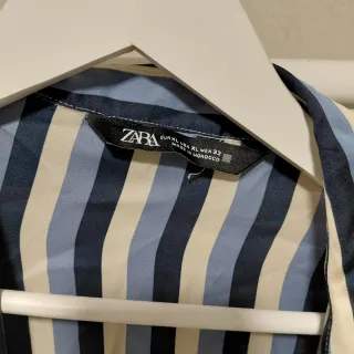 Camisa Zara Talla XL Rayas Azul Seda