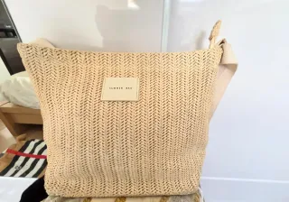 Bolso Lefties rafia espiga beige