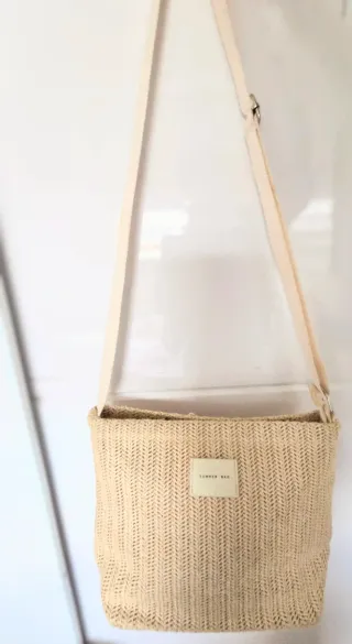 Bolso Lefties rafia espiga beige