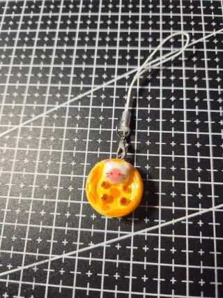 charm, llavero de gato en pizza