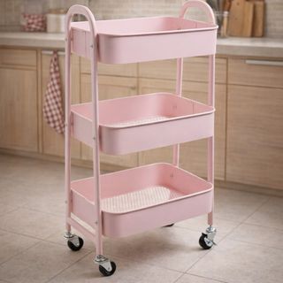 Carrito Auxiliar Rosa 3 Niveles
