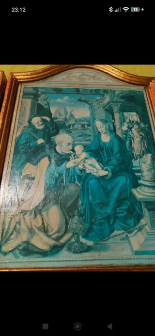 Tríptico antiguo dorado(adoración reyes magos)