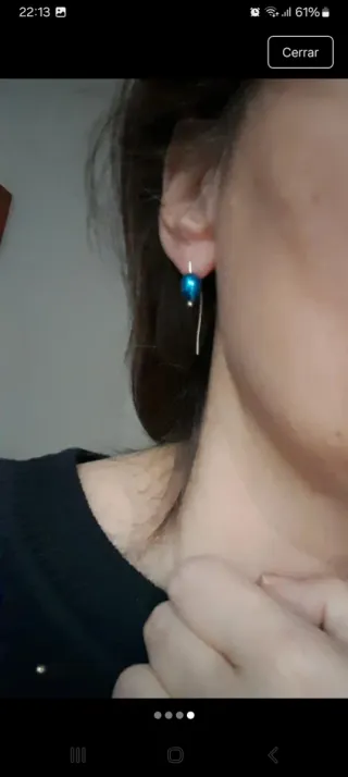 Pendientes plata perla azul