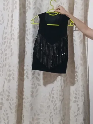 Top fiesta flecos lentejuelas