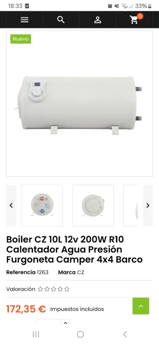 Calentador Agua Eléctrico 12V 10L