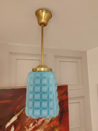 Lámpara colgante opalina azul celeste