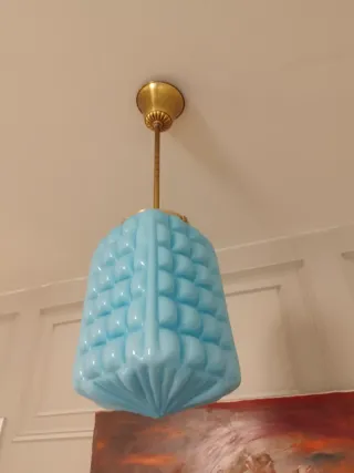 Lámpara colgante opalina azul celeste