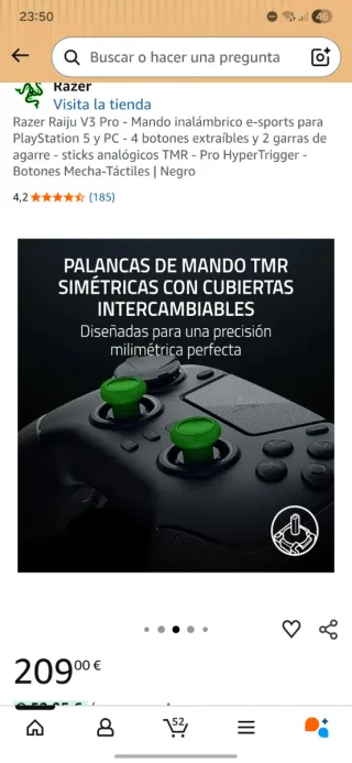 SOLO HOY!!! Mando Razer Raiju V3 Pro PS5/PC Negro