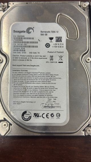 2 Discos HDD Seagate y Maxtor 500GB y 750GB