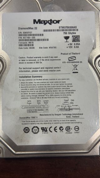 2 Discos HDD Seagate y Maxtor 500GB y 750GB