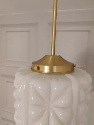 Lámpara colgante opalina geométrica blanca