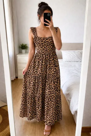 Vestido largo estampado leopardo