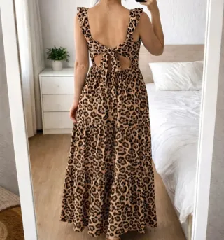 Vestido largo estampado leopardo