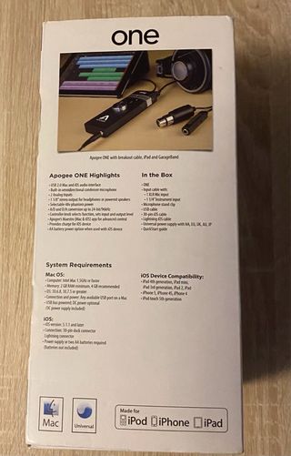 Apogee ONE Interfaz Audio iPad iPhone Mac SIN USAR