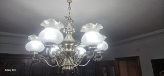 Lámpara de techo de cristal y metal