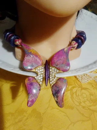 Collana estiva farfalla multicolor , Artigianale ,