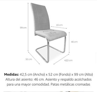 Conjunto Sillas de comedor grises (6 unidades)