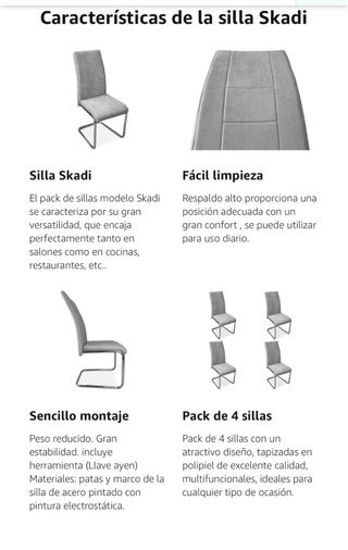 Conjunto Sillas de comedor grises (6 unidades)
