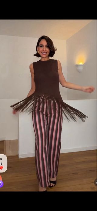 Top Zara asimétrico con flecos T/M