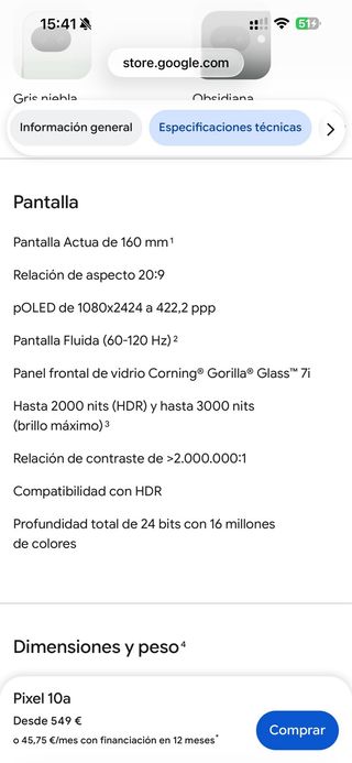 Google Pixel 10a azul a estrenar cn garantía