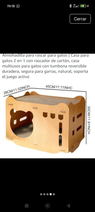Caseta rascador para gatos Amazon nuevo a estrenar