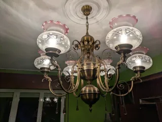 Lámpara Vintage Clásica Oro Cristal