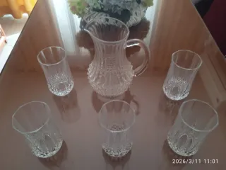 Juego Jarra y Vasos de Cristal