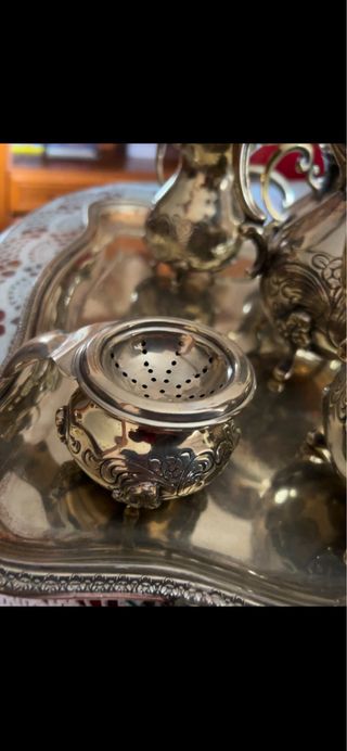 Bandeja y juego teteras alpaca