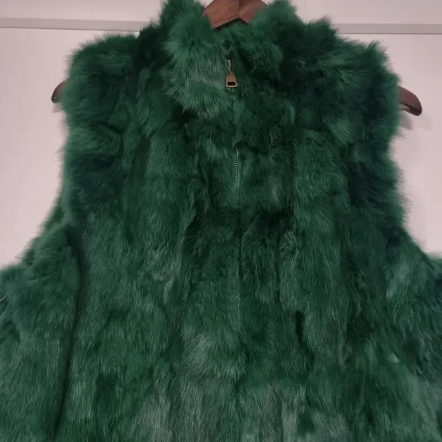 Chaleco pelo natural verde talla única