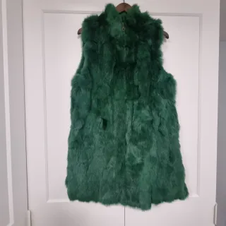 Chaleco pelo natural verde talla única