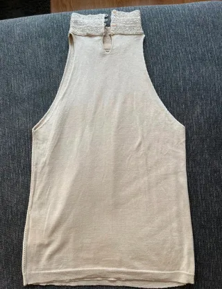 Top Massimo Dutti Lentejuelas Cuello Halter Beige