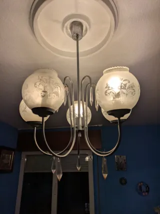 Lámpara Vintage Cromo y Cristal