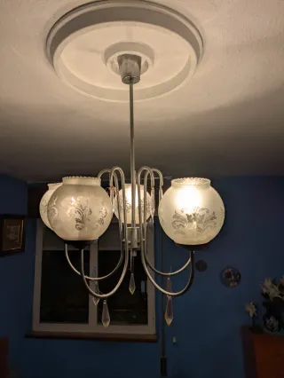 Lámpara Vintage Cromo y Cristal