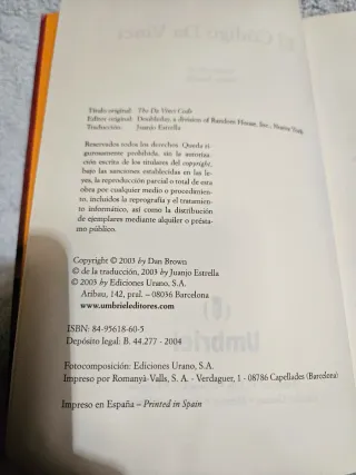 Novela; el código da vinci.