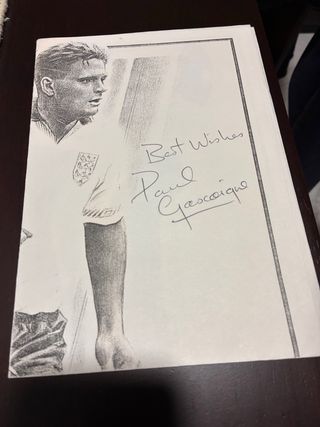 Autógrafo Paul Gascoigne original, a mano 1.990