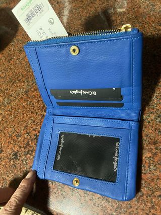 Cartera monedero mujer piel azul