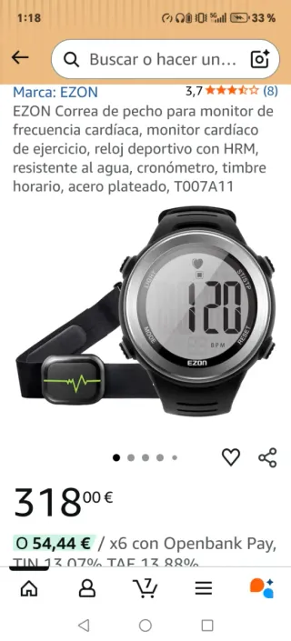 Reloj Ezon Monitor Frecuencia Cardíaca