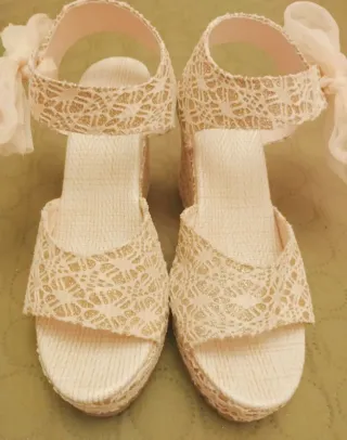 Sandalias crochet con lazo