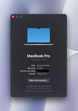 MacBook Pro 16 M2 Max 32GB 1TB - línea en pantalla